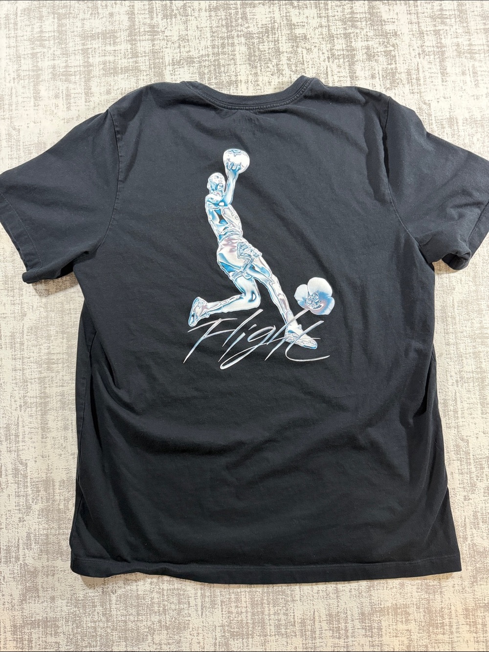 Jordan Black 'Flight' Tee Mettallic Flight sz XL 28.5 X21